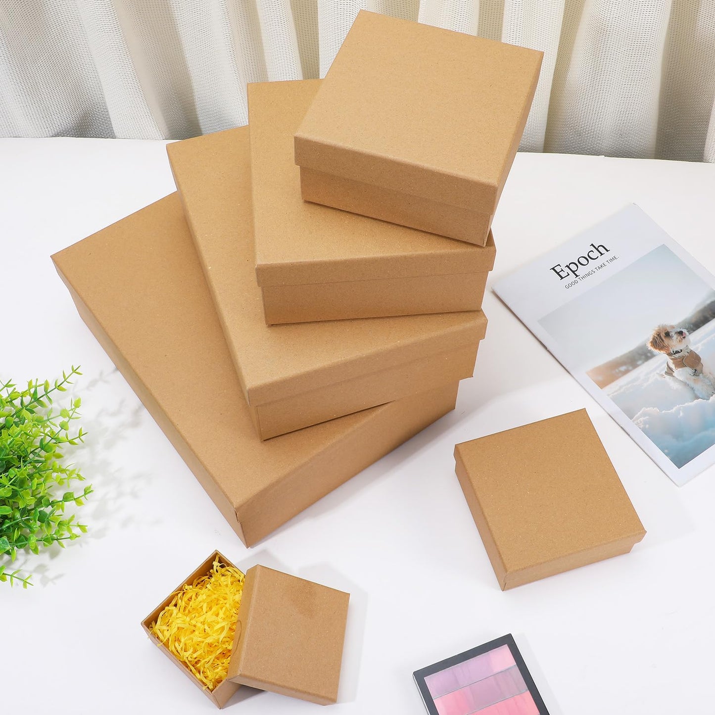 Douaowoc 6 Pcs Gift Boxes with Lids, Set of 6 Empty Wrap Boxes, Nesting Box for Gift Presents Cardboard Box for Christmas,Birthday, Anniversaries, Weddings and Any Occasion