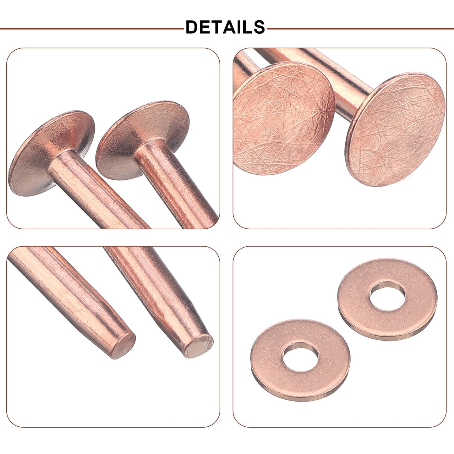 Ripeng 400 Pcs Size 9 3/4 Inch Copper Rivets and Burrs Washers Leather Fastener Kit for DIY Craft Belts Wallets Collars Handbags Shoes Leather Working Supplies
