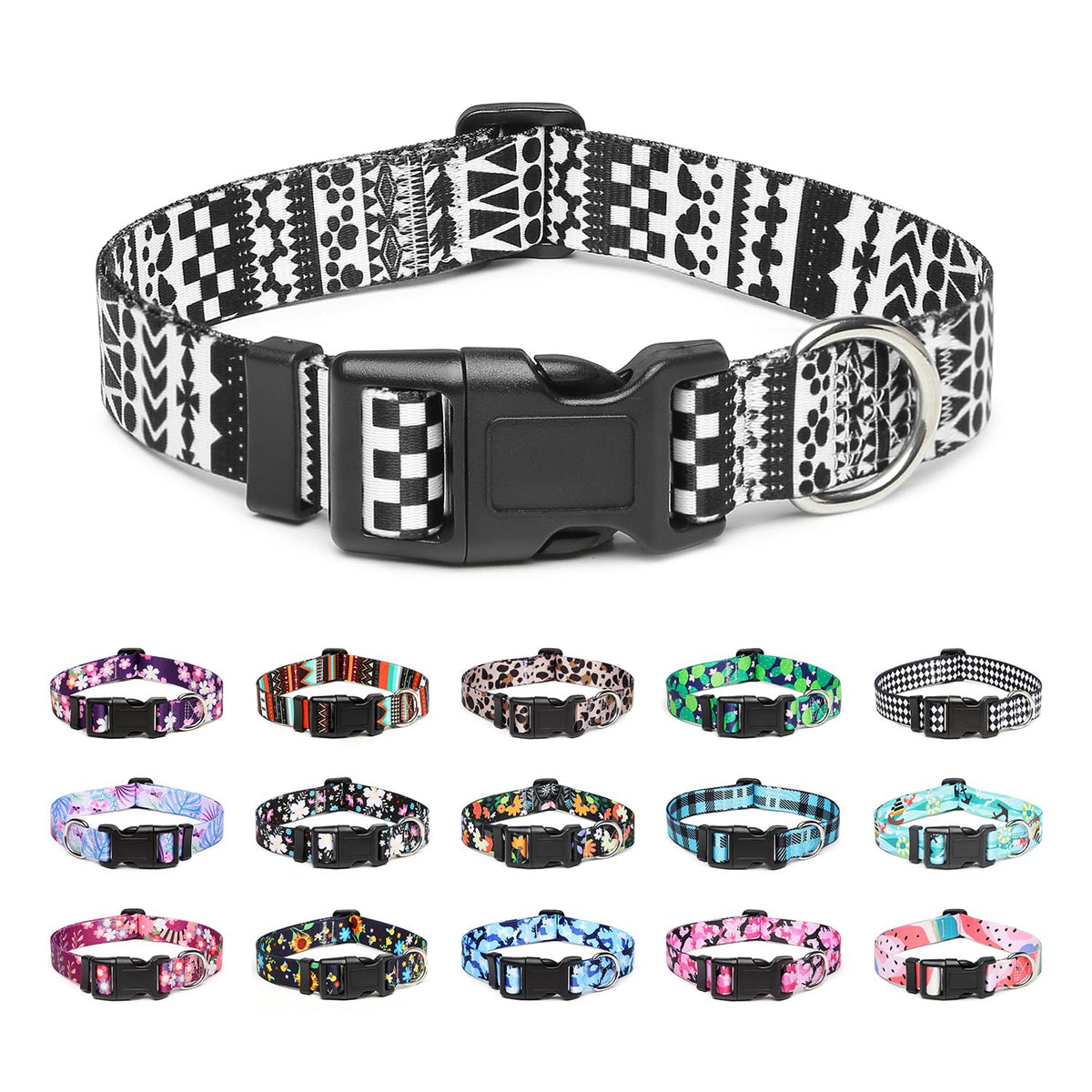 Mercano Adjustable Dog Collar - Special Design Patterns, Soft Nylon Comfortable Sturdy Pet Collar for Small Medium Large Dogs (XS, Tribal Red)