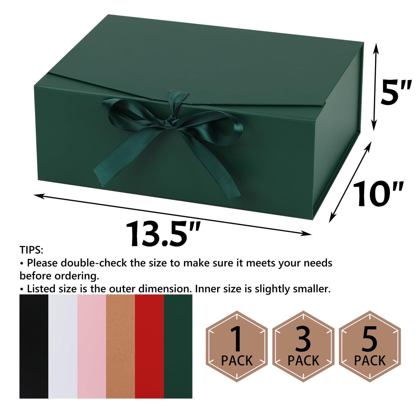STOBOCTER Gift Box,13.5x10x5 Gift Boxes with Lids for Presents,Green Magnetic Gift Box for Wrapping,Birthday, Wedding, Bridesmaid Proposal, Christmas,Includes Ribbon,Card