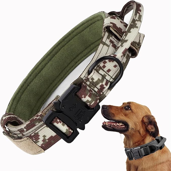 Tactical Dog Collar, Adjustable Military Training Collars, Emerald Green M