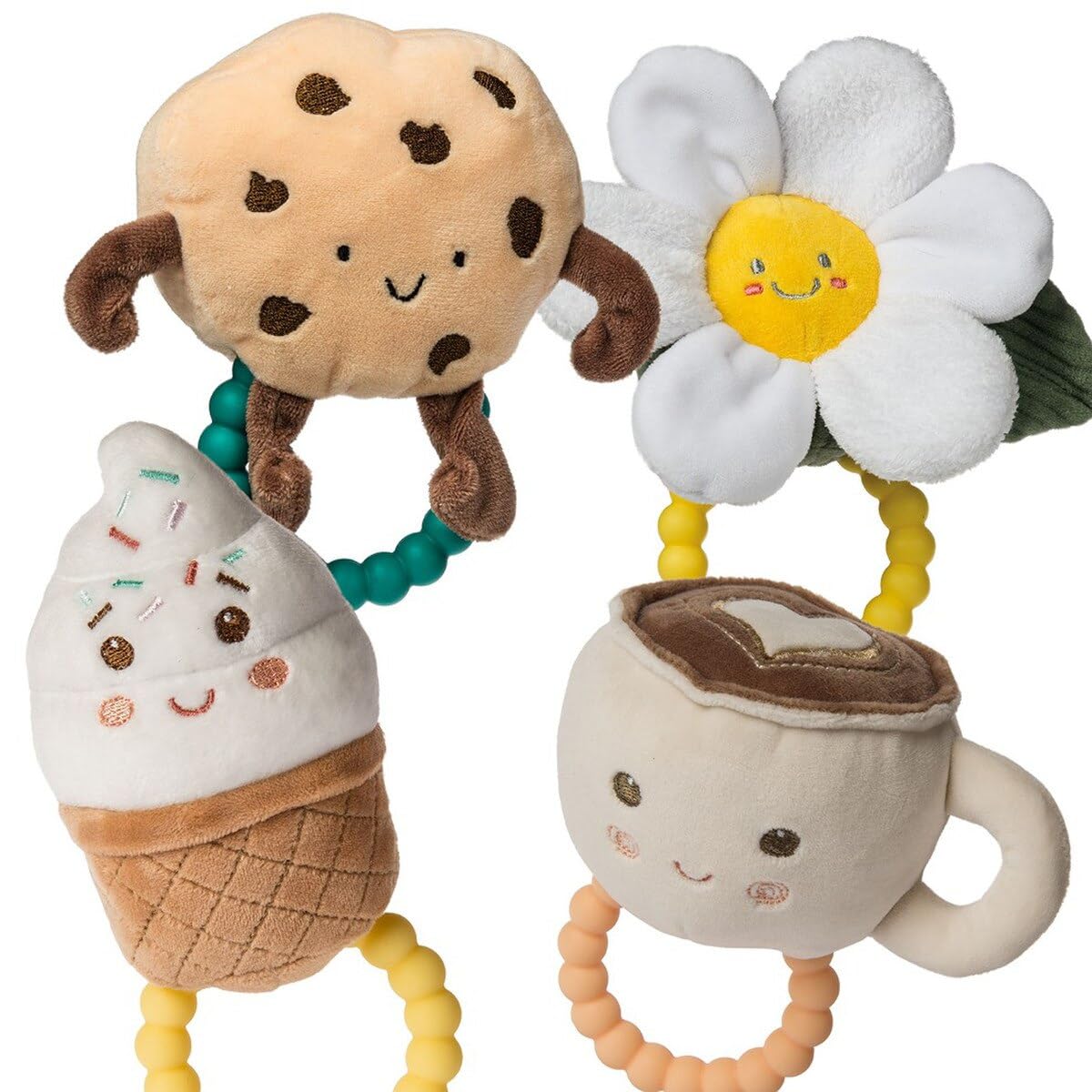 Mary Meyer Sweet Soothie Soft Baby Rattle with Teether Ring, 5-Inches, Chippy Cookie