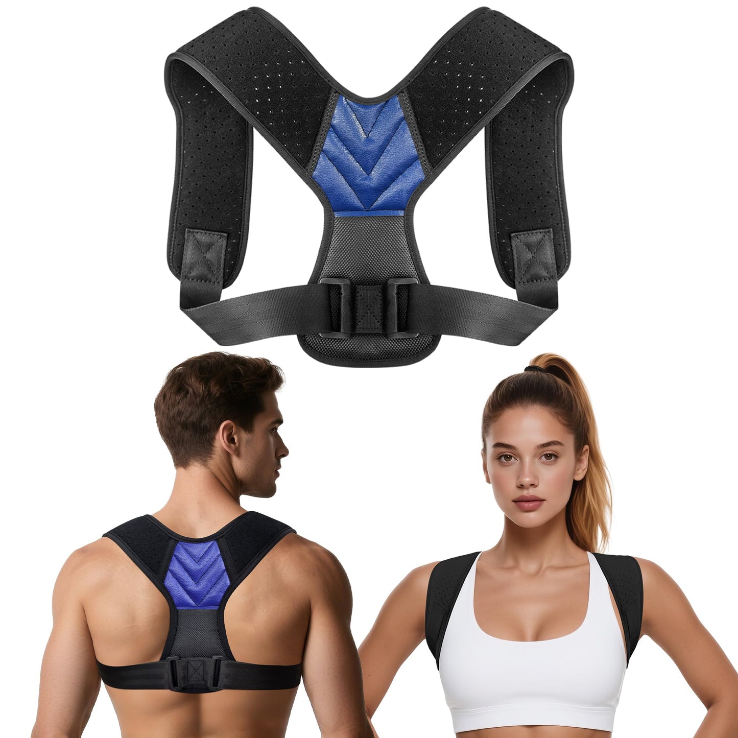 Abismat Back Posture Corrector for Men Women, Invisible Back Brace Shoulder Straightener for Neck Shoulder & Upper Back Pain Relief, (Chest Size 27"-38")