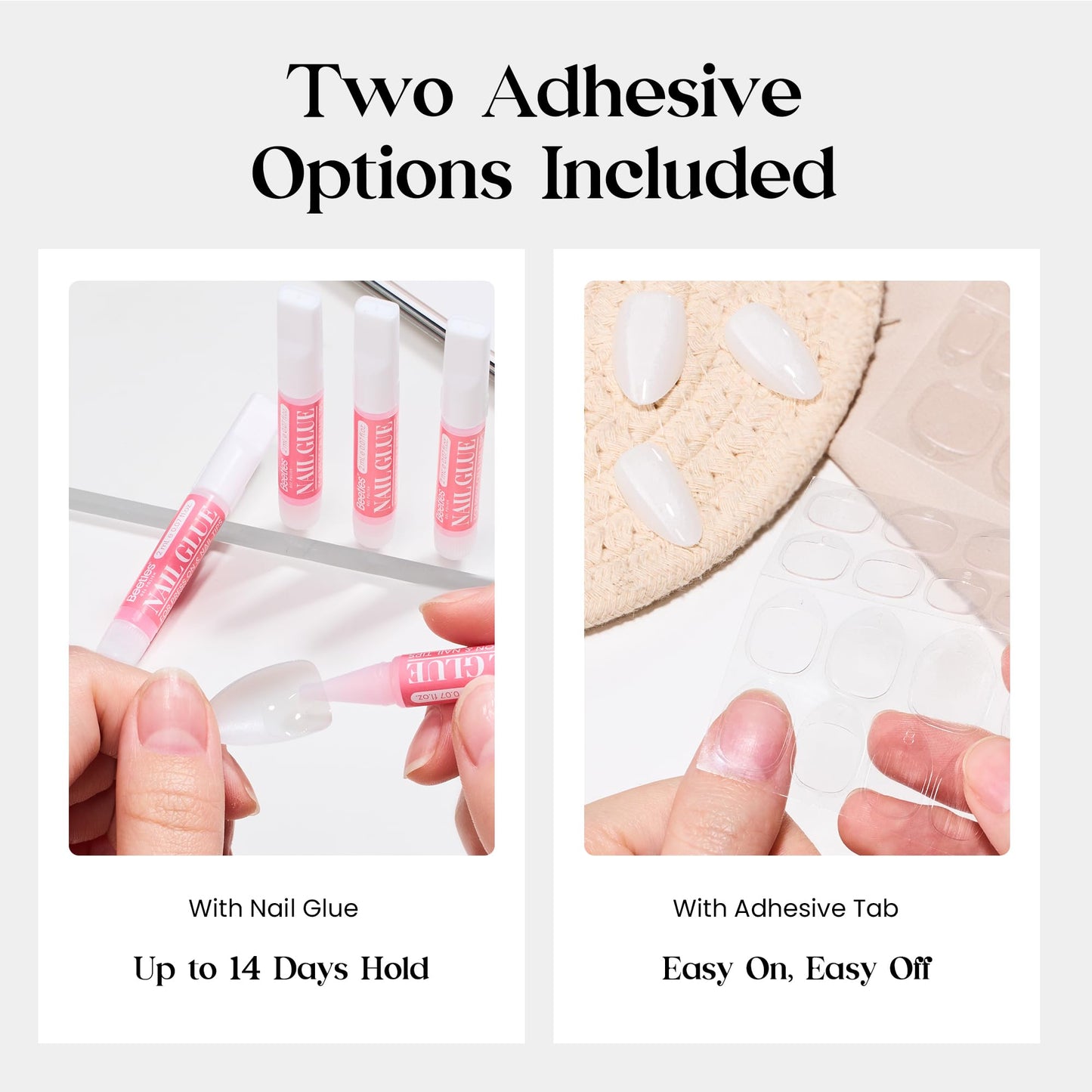 Beetles Milky White Press On Nails Short Oval, 32pcs 16 Sizes, Soft Gel, Glue and Tabs, HEMA and TPO Free & UV LED Nail Lamp, 3 Timer 30/60/120s, Smart Sensor for Gel Nails, Fast Curing Dryer, White