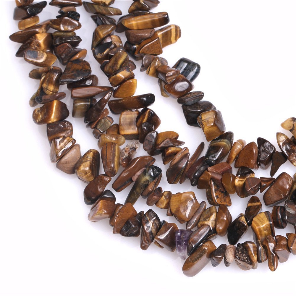 HAAMIIQII 5-8mm Natural Tiger Eye Chips Beads Irregular Chip Stones Loose Gemstone Beads for Jewelry Making Strand 30 Inch