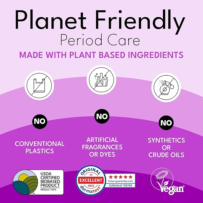 Sparkle Bamboo Maxi Pads | Plant-Based Feminine Hygiene Pads for Women | Super Soft & Leak-Proof with Wings | USDA Certified Biobased, Chlorine-Free, Hypoallergenic Protection | Overnight, 40 Count
