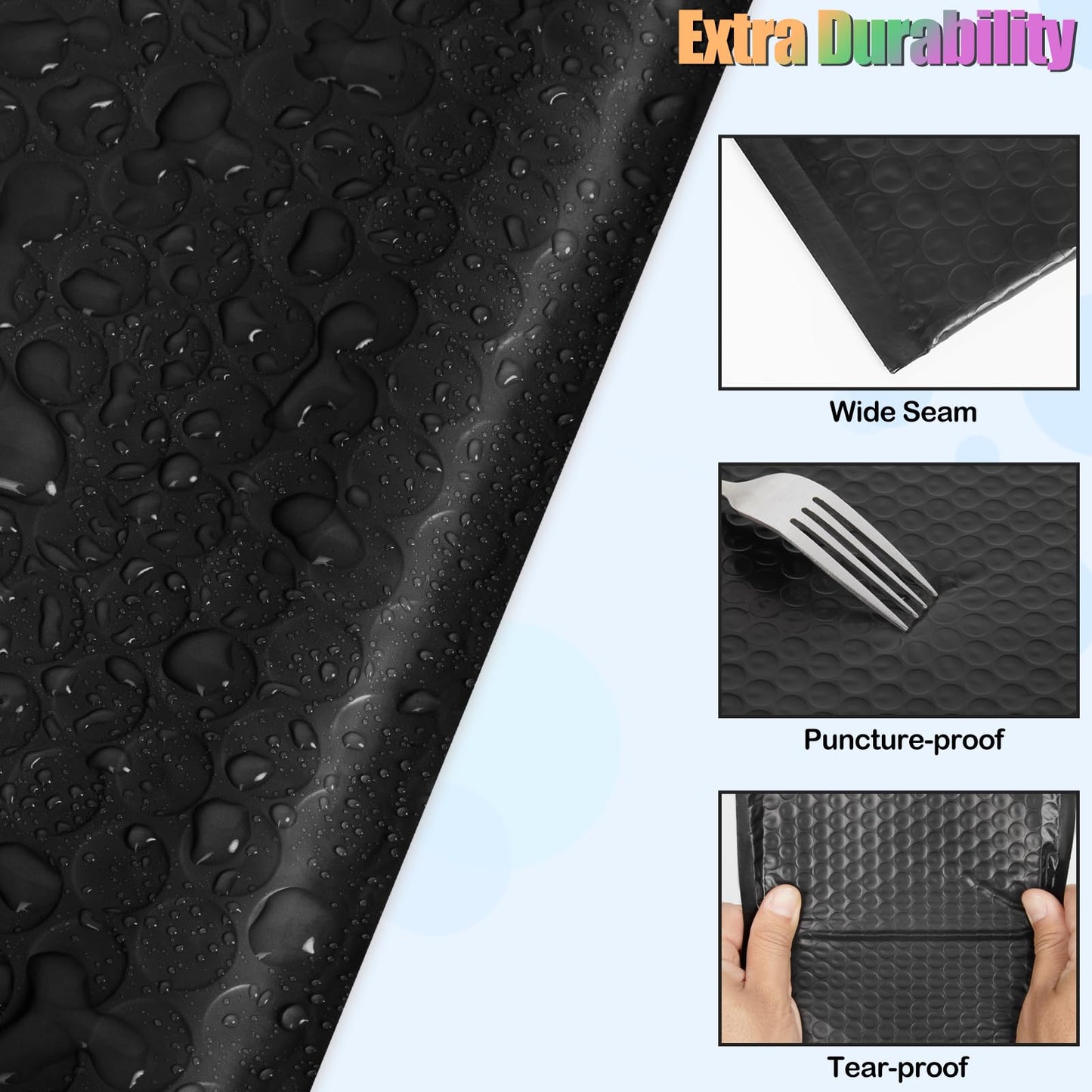 4x8 Inch Bubble Mailers 100 Pack Black Self Seal Padded Envelopes Usable Size 4x7" Waterproof Mailing Shipping Bags for Small Business Mailing Jewelry Makeup