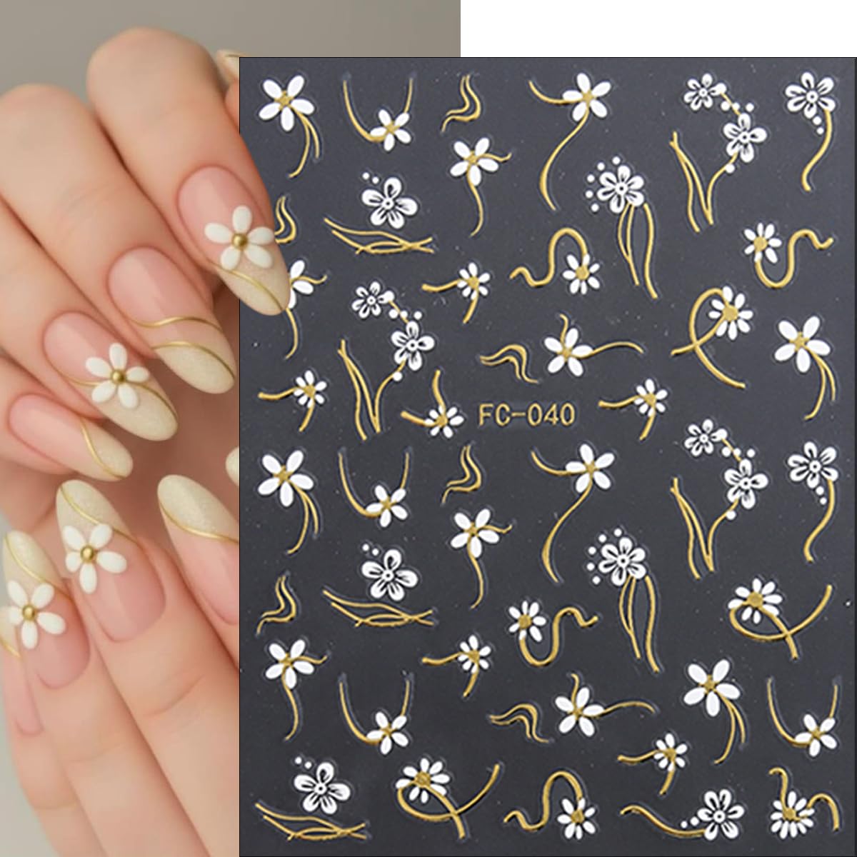 8 Sheets Spring Floral Nail Art Stickers Flower Nail Stickers with Hot Stamping Design 3D Self-Adhesive Flowers Grass Branches Nail Decals for Women Spring Summer DIY Manicure Supplies