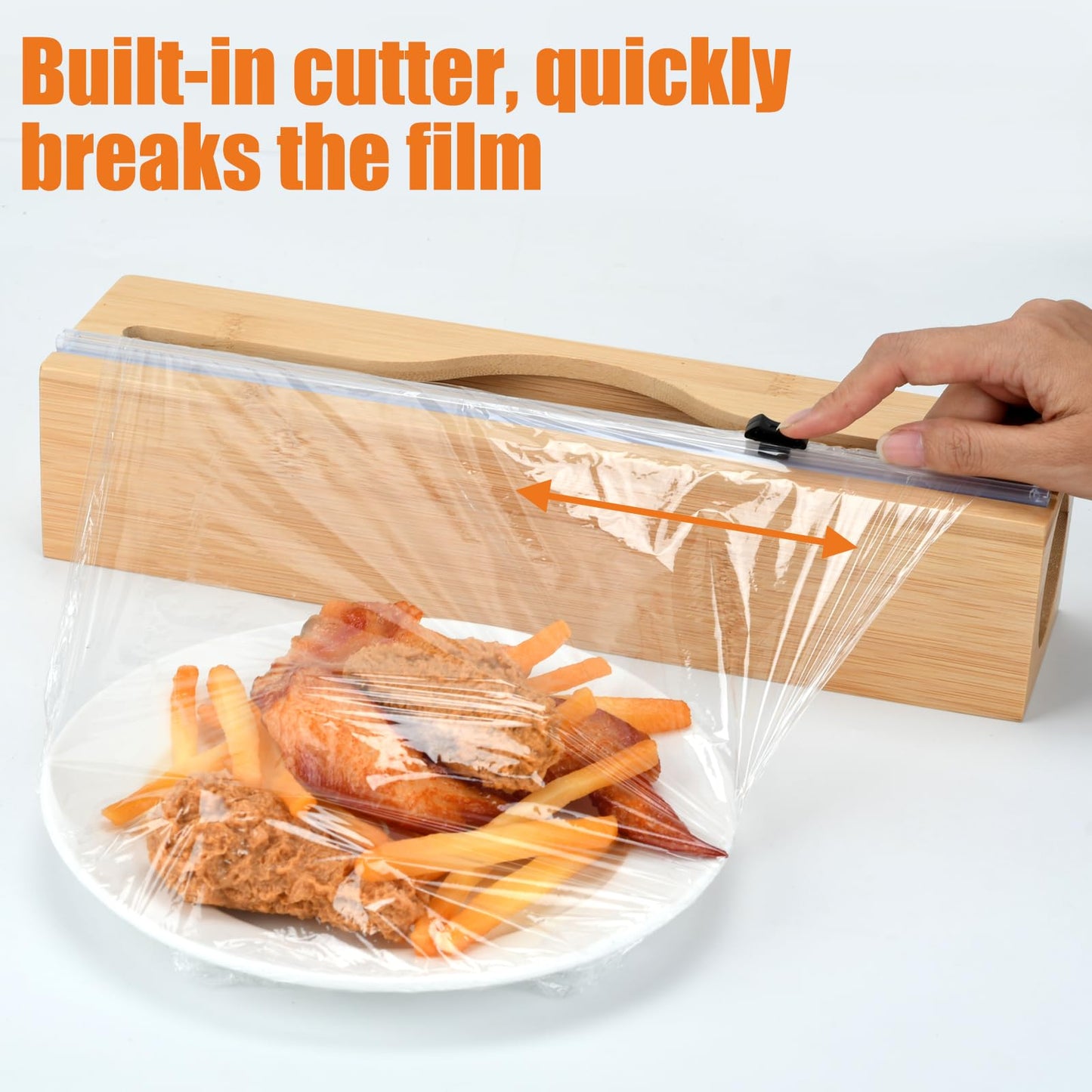 Plastic Wrap Dispenser with Cutter,Cling Wrap with Slide Cutter for Kitchen Storage Organization Holder for 12" Roll