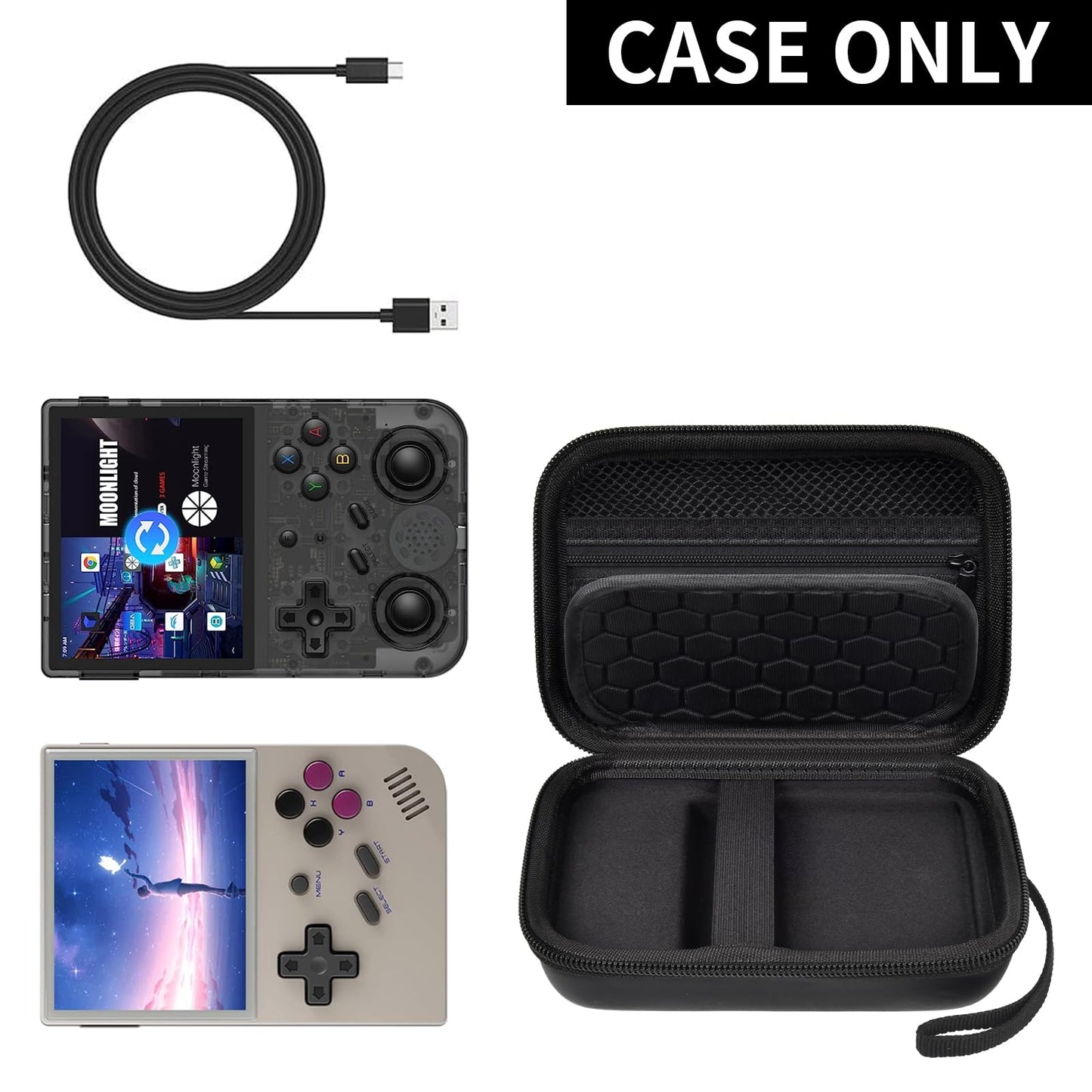 PAIYULE Travel Case for R36S/ RG353V/ RG353VS/ Game Boy Retro Handheld Game Console, Handheld Emulator Storage Holder Organizer, Android Game Console Carrying Bag (Box Only)