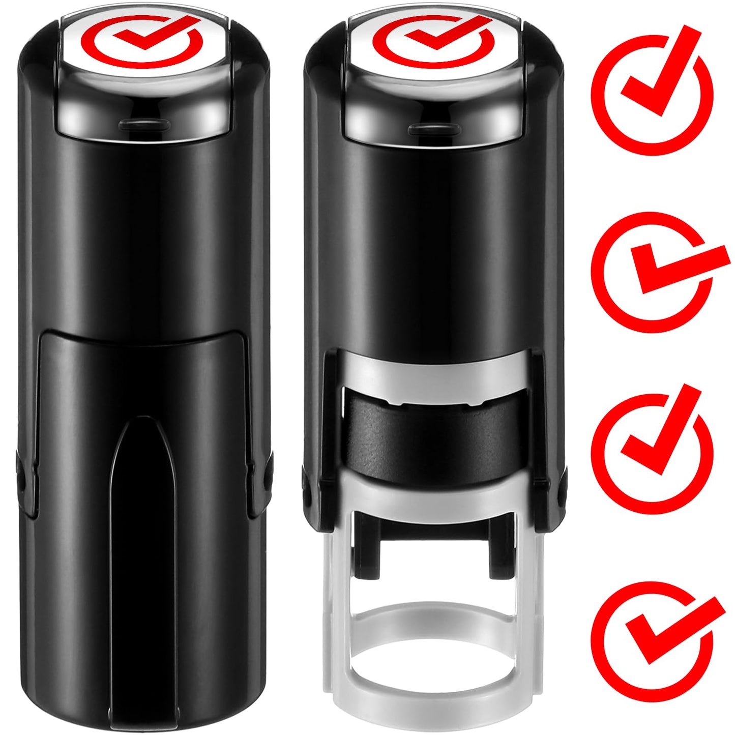 Supervitae 2 Pack Checkmark Print Stamps Red Ink Checkmark Stamper Mini Self Inking Stamps for Party Activities Craft Supplies