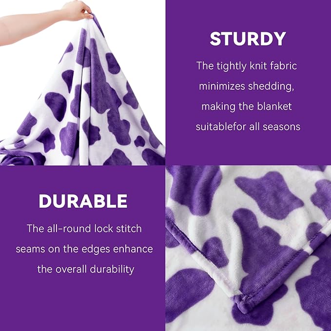 Purple Fuzzy Blanket for Girls - Plush Fleece Throw for Teens, Kids Bedding & Birthday Gifts - Soft Lavender Bed Decor 40"x50"