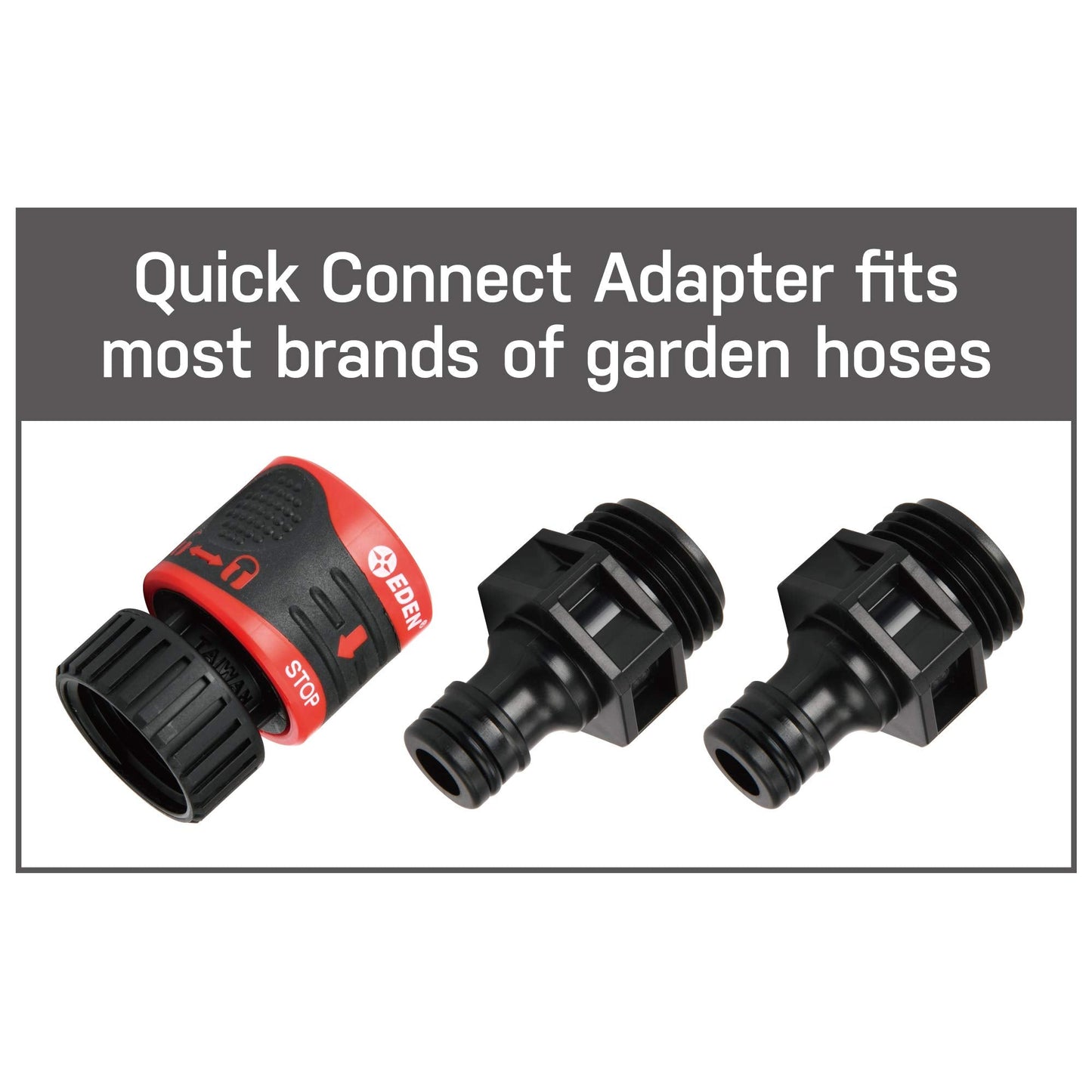 Eden 94805 Metal Thumb Control Heavy Duty Garden Hose Nozzle, High Pressure Water Sprayer W/ 7 Adjustable Patterns, W/Quick Connect Set for Plants, Lawn, Garden