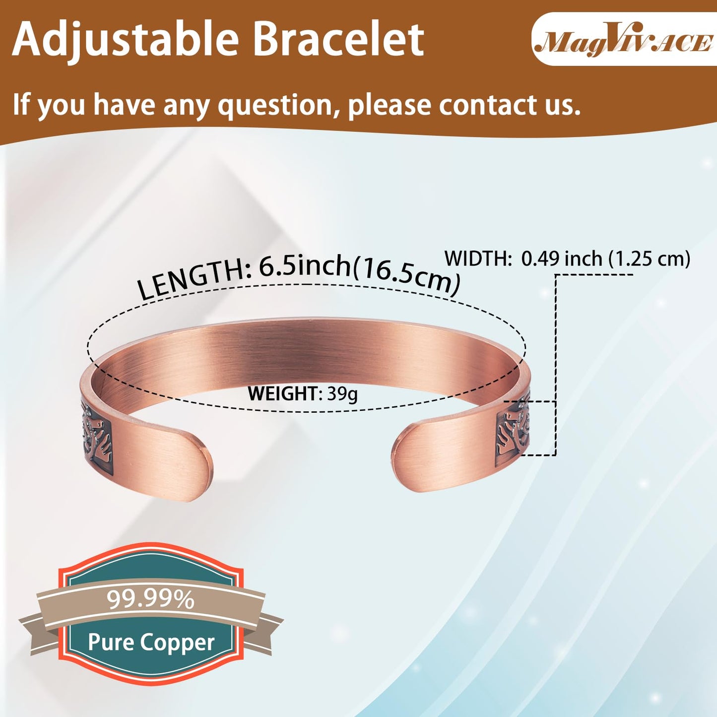 EnerCoppeX Copper Magnetic Bracelet for Women - Detox Jewelry with 3500 Gauss Magnet, Adjustable Cuff Bangle (K)
