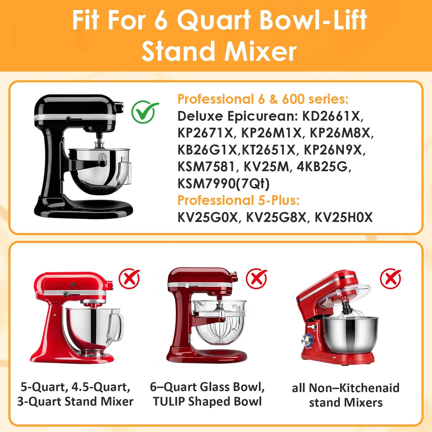Apenkes 6QT Flex Edge Beater for Kitchenaid Mixer, Pastry Beater with Silicone Edges, Paddle Attachment with Scraper for KitchenAid Bowl-Lift Stand Mixers, Dishwasher Safe Mixer Accessory