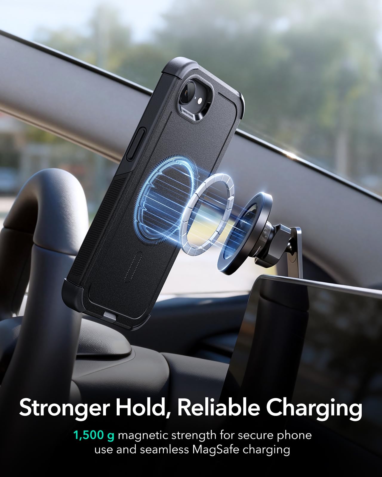 ESR for iPhone 17e Case, iPhone 16e Case, 23ft Military-Grade Drop Protection, MagSafe Accessories Compatible, Shock-Absorbing Rugged Cover, Cyber Series, Black