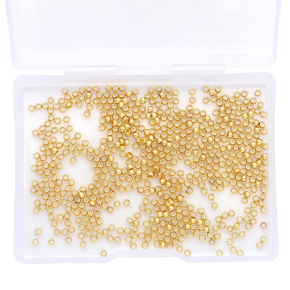 BEADIA 14K Gold Plated Round Spacer Beads 2mm 600pcs for Jewelry Making Findings Non Tarnish