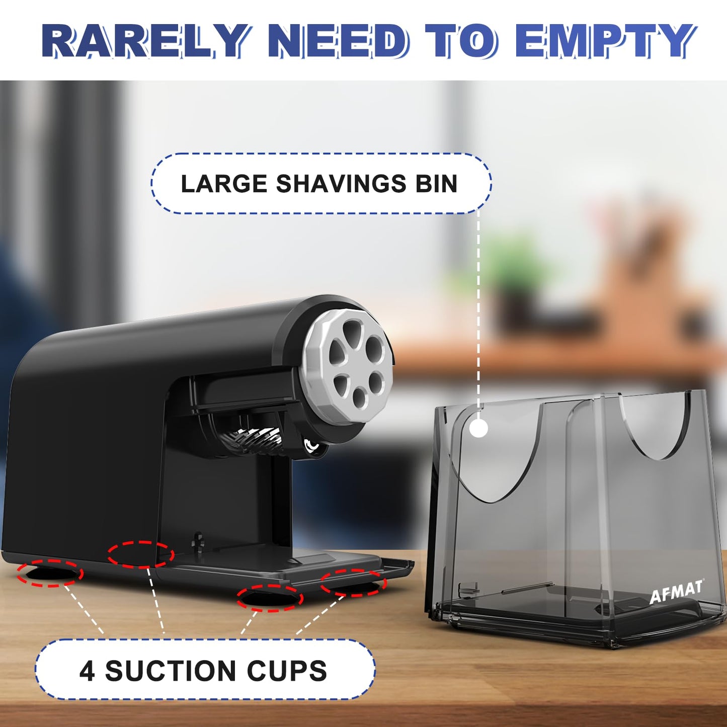 AFMAT Electric Pencil Sharpener for Classroom, 6 Holes, Heavy Duty Pencil Sharpeners for Home, Pencil Sharpener Plug in for 6-11mm Pencils, Auto Stop, Super Fast, Save Pencils, PSX2