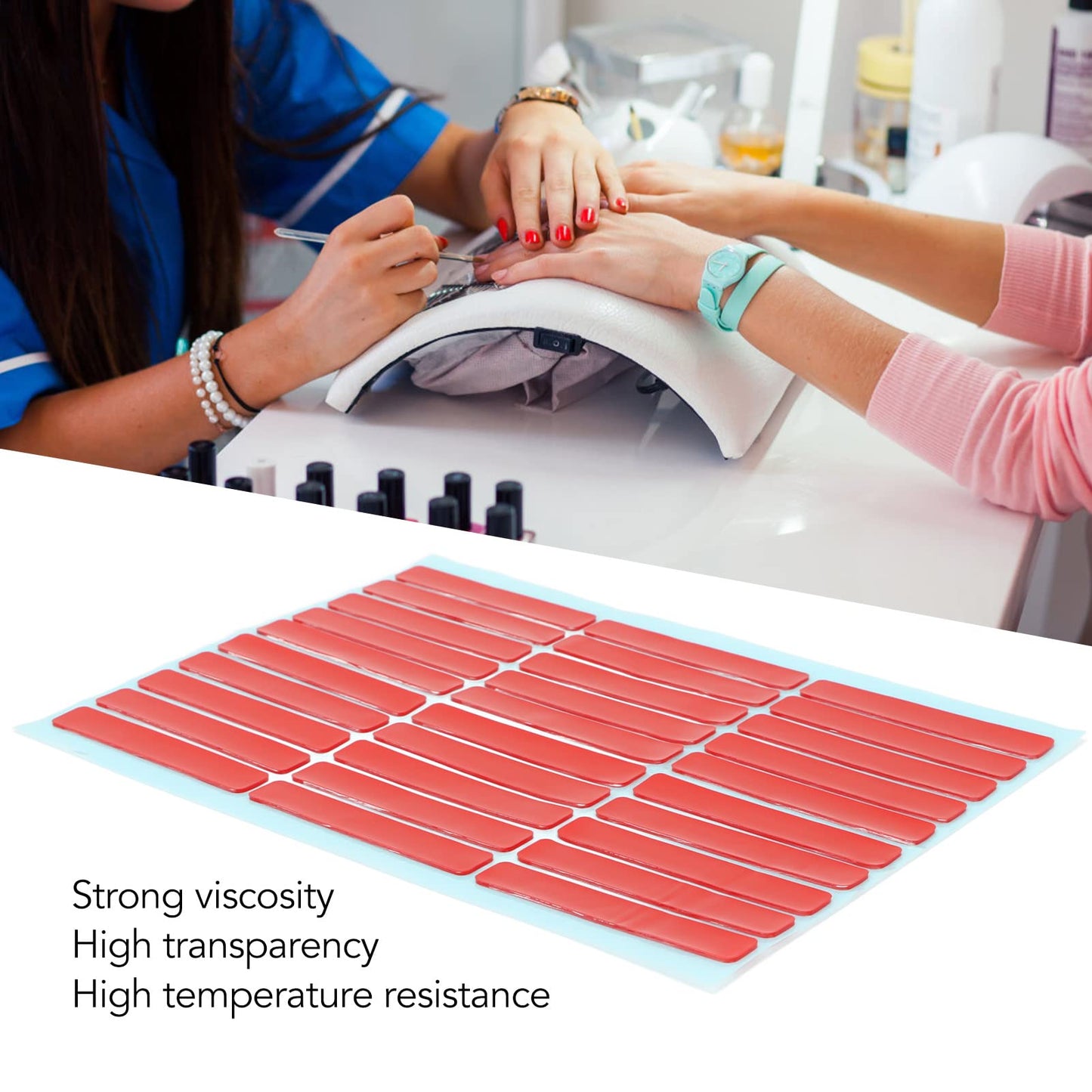 10 Sheets Nail Art Mounting Tape, Double Sided Adhesive Nail Tip Display Tape with Strong Hold for Nail Color Charts, False Nail Fixing & Nail Salon Display Tools