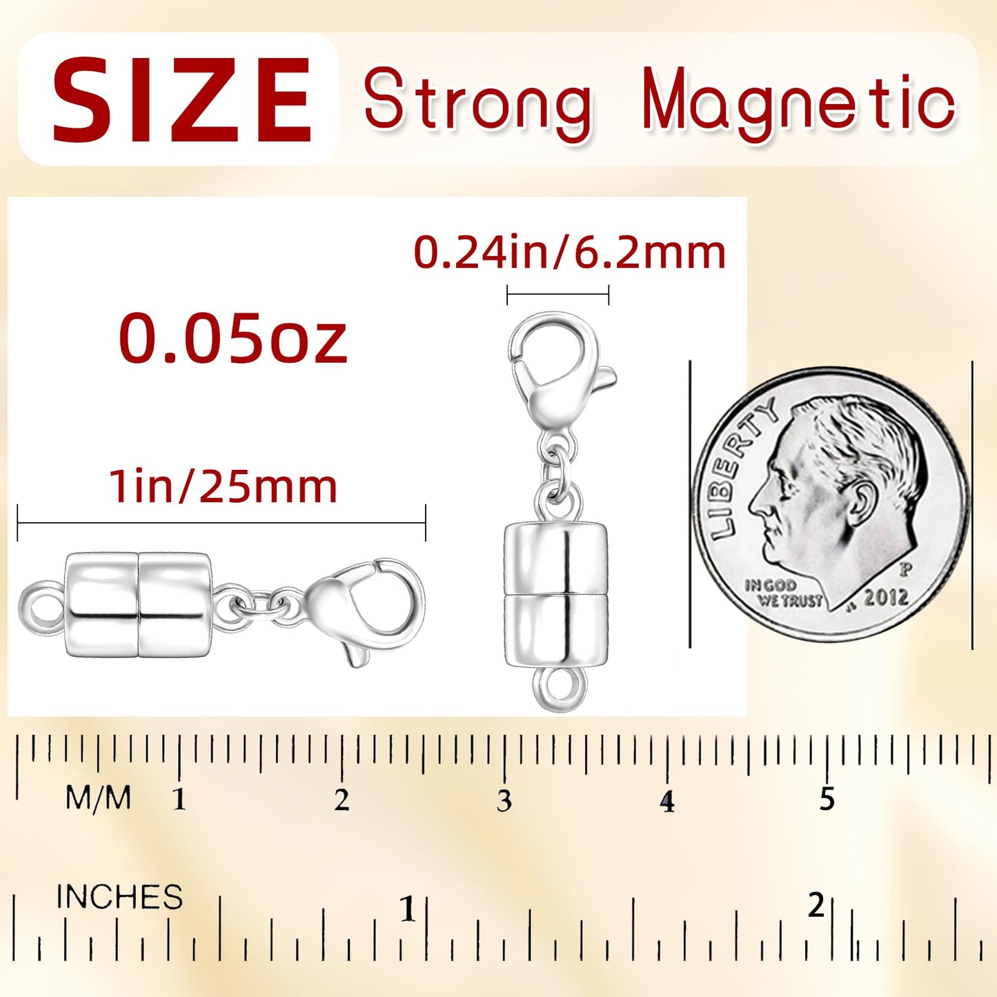 MKCYD Magnetic Necklace Clasp with Lobster Clasp,14K Gold and Silver Magnetic Jewelry Clasps for Necklace Extender Bracelet Closures