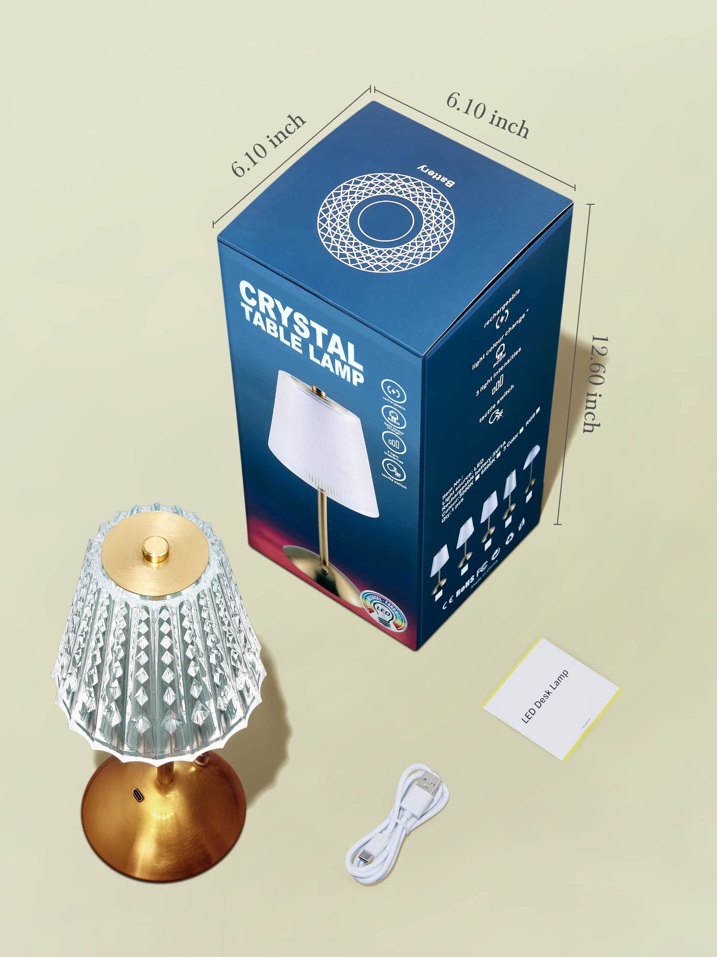 Upgraded Nightstand Lamps Set of 2, 3 Colors Dimmable Crystal Table Lamp Gold Lamp, Touch Lamp Bedroom Lamps, Rechargeable Small Lamp, Bedside Lamps Set of 2 for Bedroom Living Room Bathroom Hotel Bar