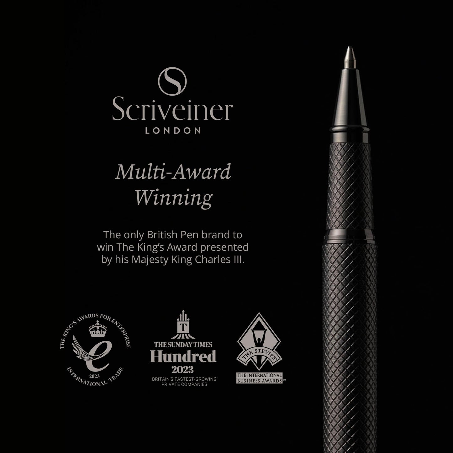 Scriveiner All Black Rollerball Pen - Stunning Luxury All Metal Matt Black Pen, Schmidt Ink Refill, Best Roller Ball Gift Set for Men & Women, Professional, Executive Office, Nice Pens
