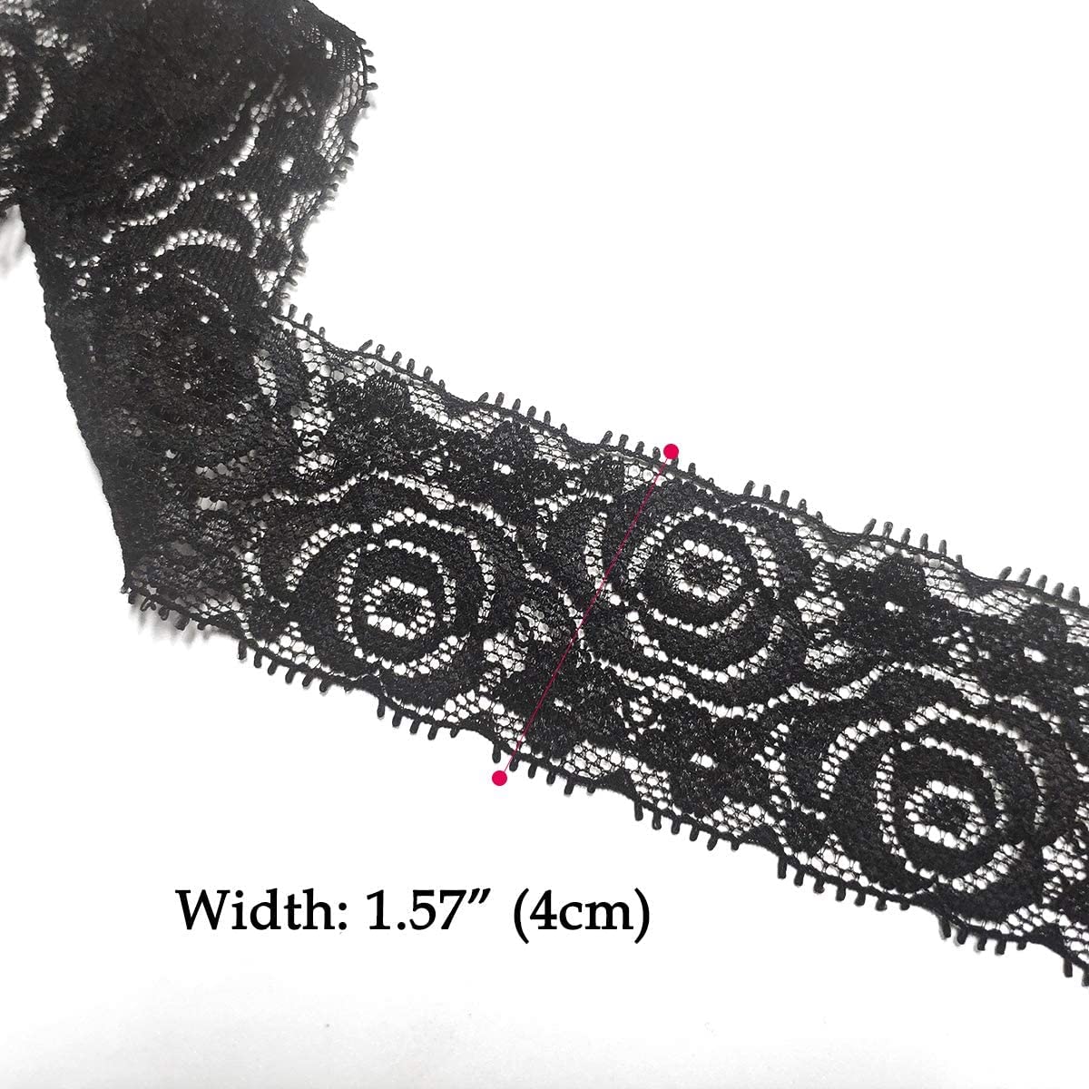 levylisa 19 Yards 1.57 inches Lace Fabric Stretch Elastic Wide Trim Lace Ribbon for Crafts Rustic Wedding Decorations Hair Bow Making and Gift Wrapping