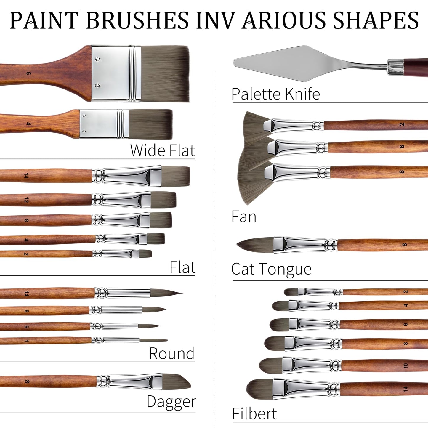 Paint Brush Set, Professional Paintbrushes with Palette Knife and Cloth Roll, Suitable for Beginners, Artists, Gouache, Oil, Face Painting(25pcs)