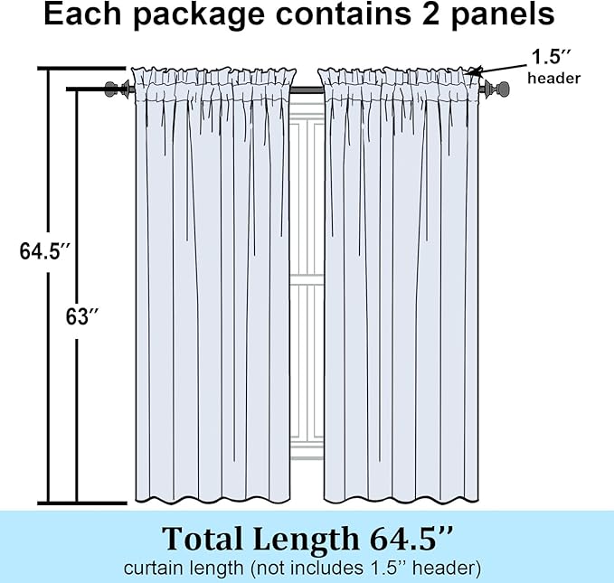 Simplebrand Hot Pink Sheer Curtains 63 Inch Length 2 Panels, Rod Pocket Solid Color Window Sheer Curtain Panels, Elegant Curtains & Drapes for Living Room, Bedroom 2 Panels (Ivory, 42" W x 63" L)