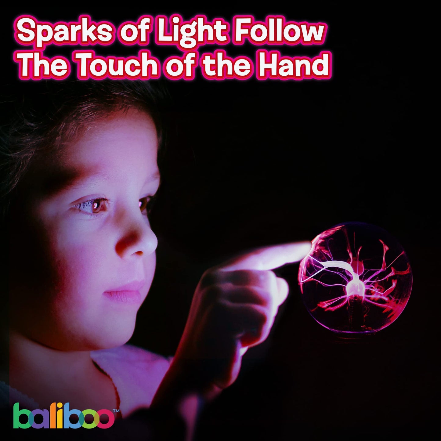 BALIBOO 3" Mini Plasma Ball Light – Touch Activated Lightning Globe – USB and Battery Powered Plasma Globe Lamp – Interactive Science Static Electricity Ball