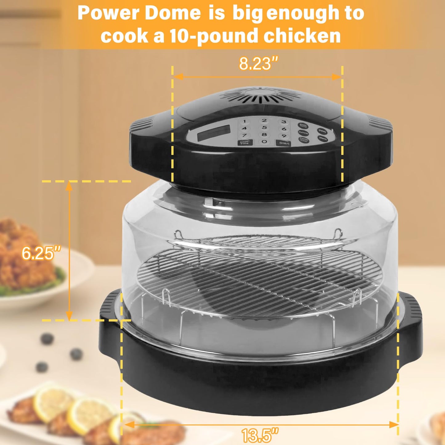 Upgraded Power Dome Compatible with Nuwave ovens, Premium Plastic Lid for Nuwave Pro Plus and Elite Ovens, Clear