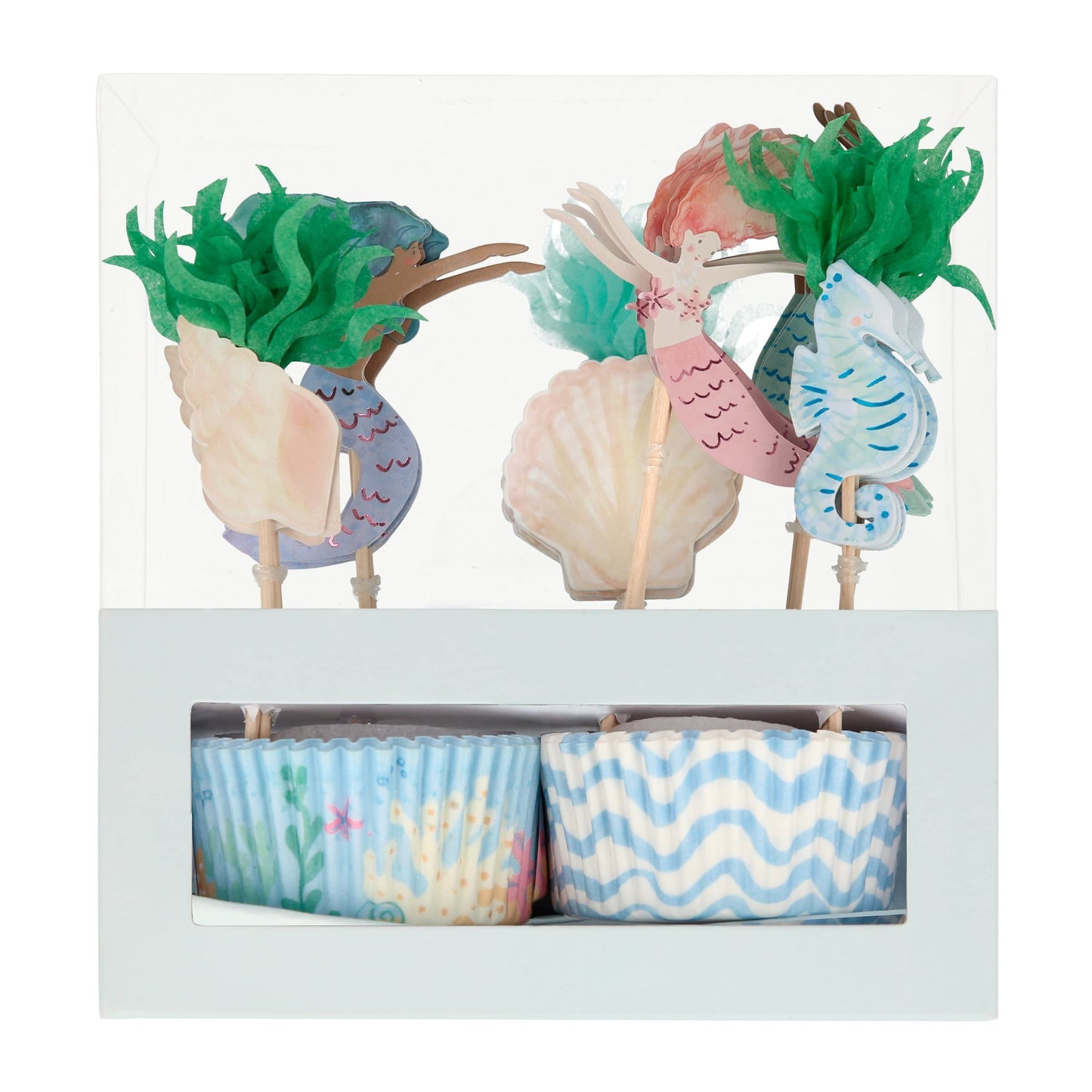 Meri Meri Mermaid Cupcake Kit (Pack of 24) - Includes Toppers & Liners, Disposable
