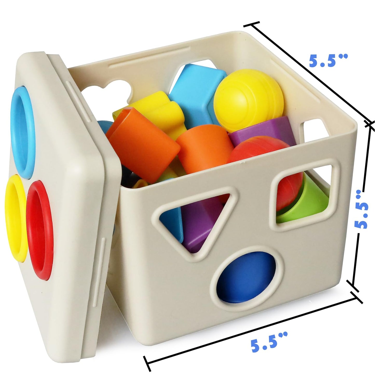Kiddie Play Shape Sorter Learning Toys for Toddlers 16 pcs Baby Plastic Blocks Shape Sorting Cube