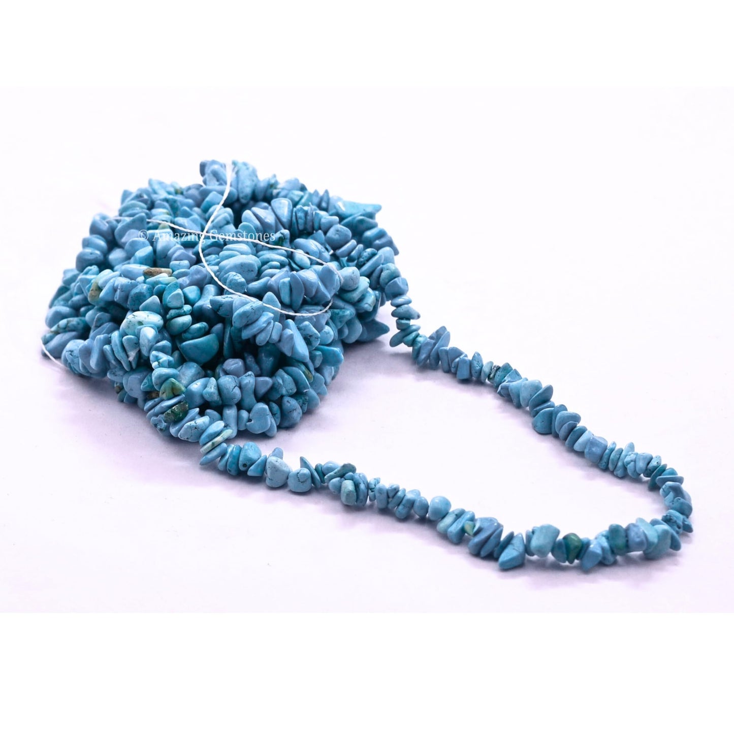 Amazing Gemstone Turquoise Pre Drilled Crystal Crushed Chips Beads for Bracelets Making, DIY Handmade Natural Healing Crystals (25 Inch Strand)