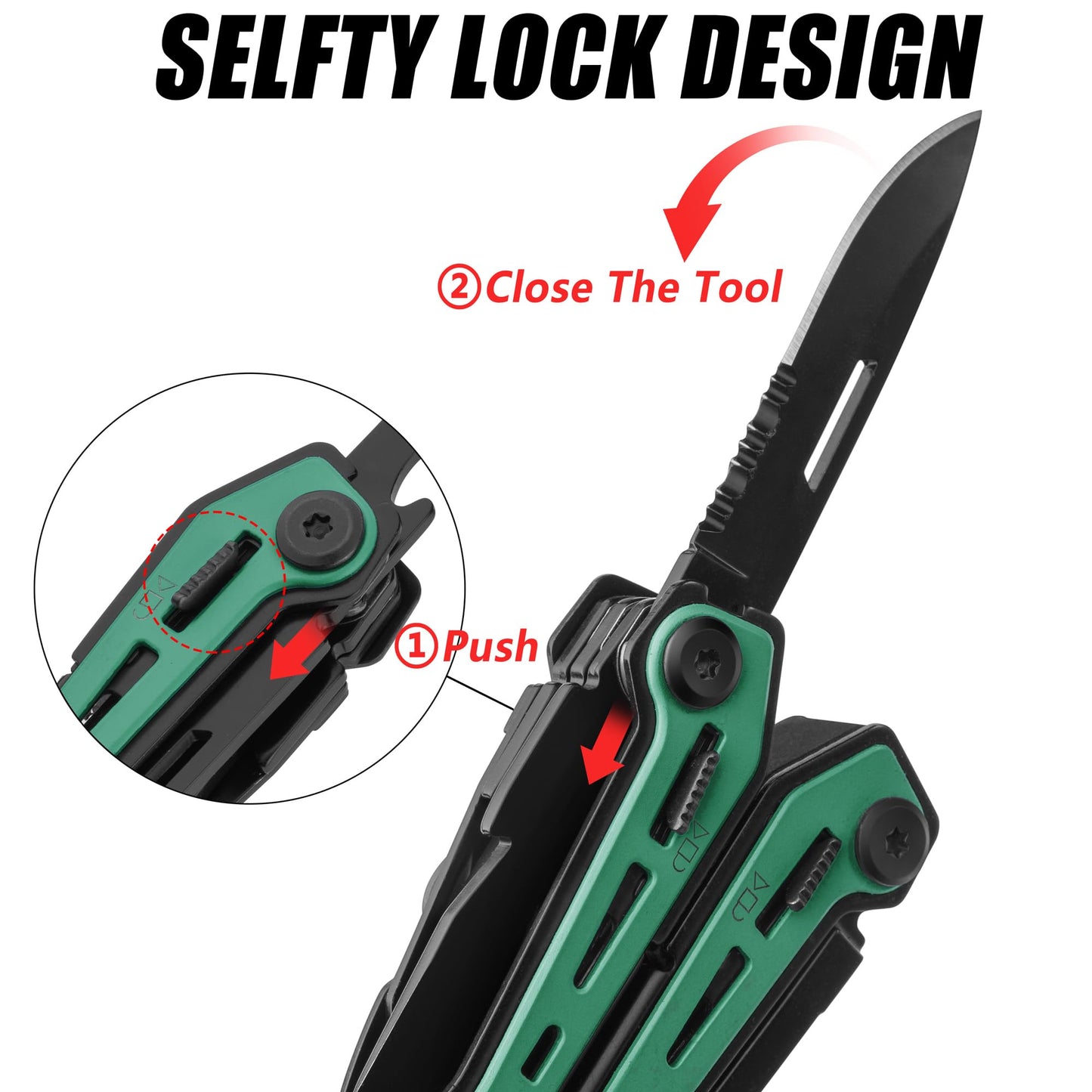 FLISSA 16-in-1 Multi Tool Pliers, Gifts for Men, Stainless Steel EDC Multitool with Pocket Knife, Belt Clip and Oxford Pouch, Self-locking Multipurpose Utility Multi-Tool for Camping Survival Outdoor
