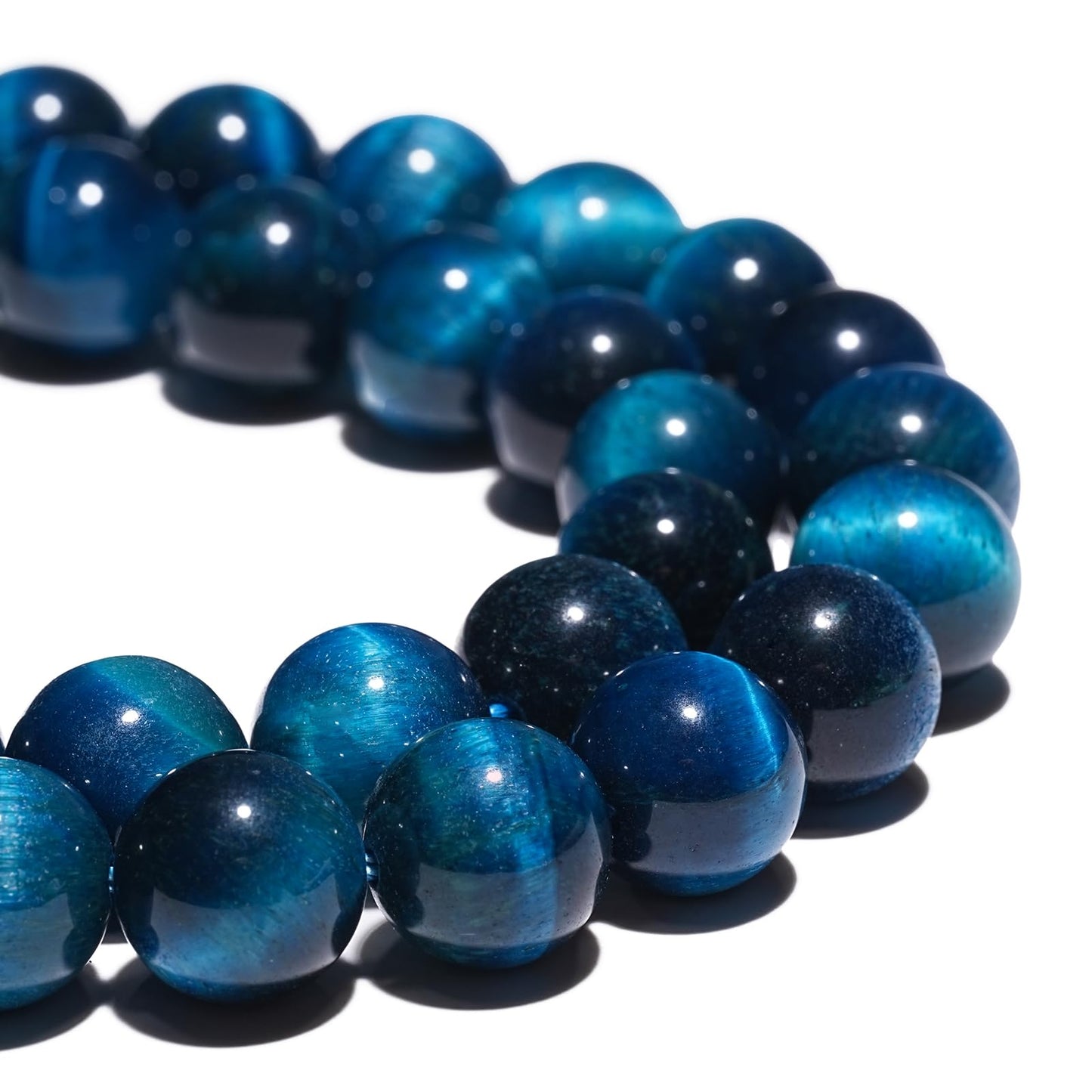 8mm Natural Blue Tiger Eye Gemstone Beads Polished Round Smooth Stone Beads for Bracelets Jewelry Making