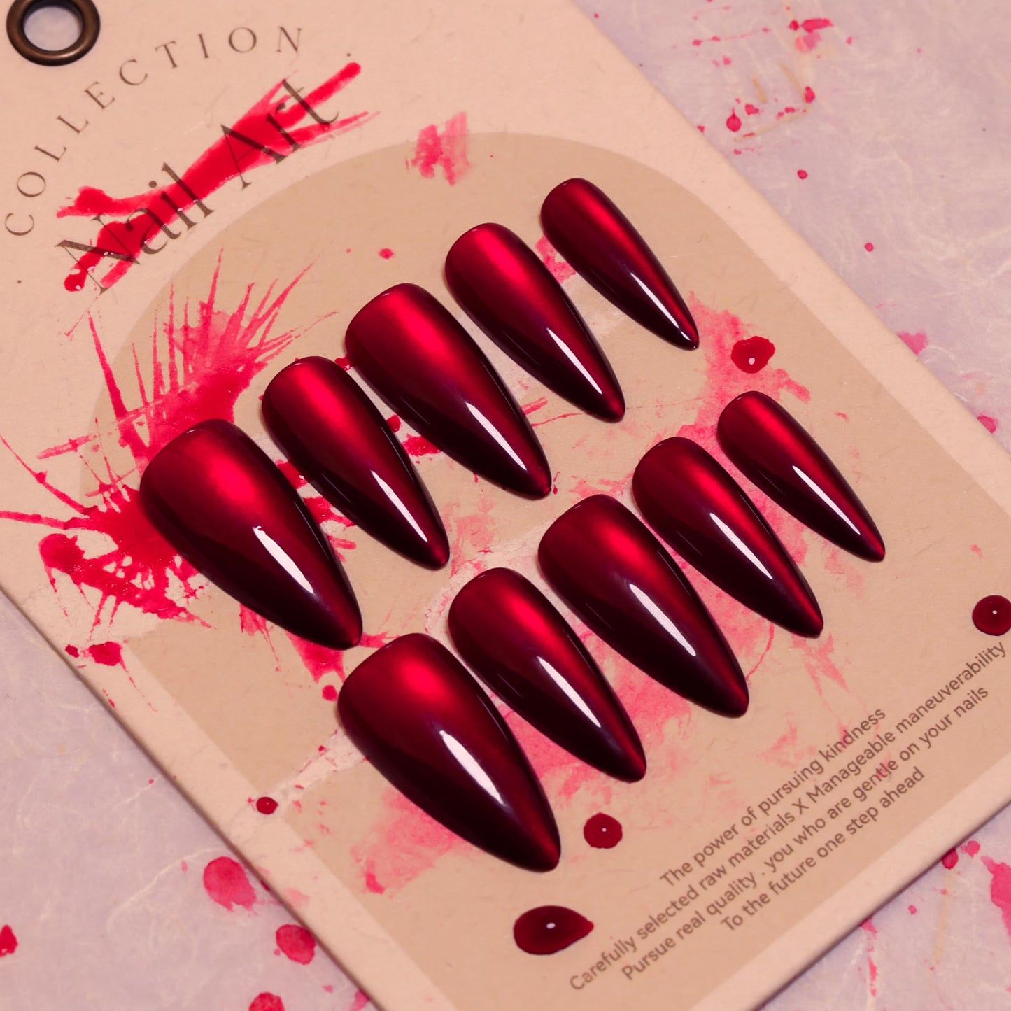 XZMeiLun Halloween Red Cat Eye Press On Nails Medium Long Almond, Stiletto Acrylic Press On Nails, Ghost Claw Designer Reusable Fake Nails, Nail Hallows' Day, Glue On Nail Press Ons for Women