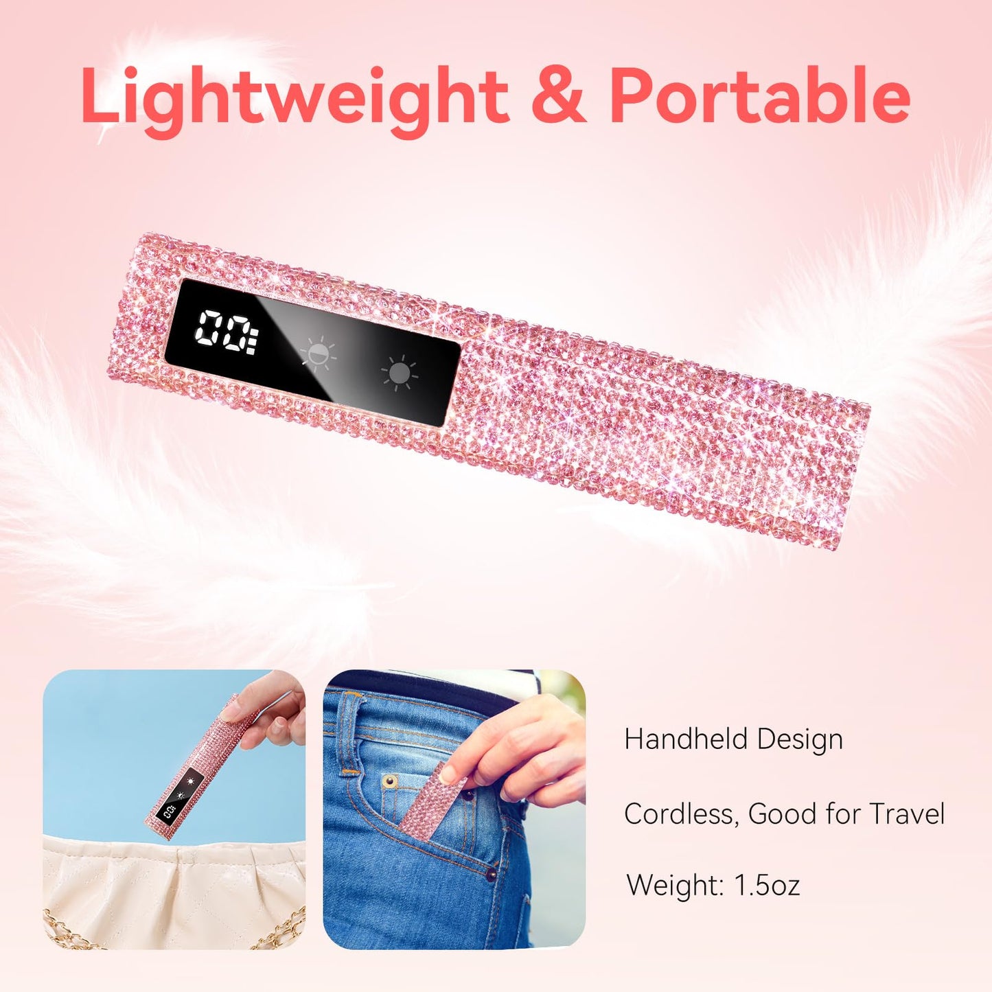 Makartt UV Nail Lamp, Handheld Flash Cure Lamp with Painless Mode 800mAh Rechargeable Portable Nail Light with LCD Display & 3 Timers for Home & Salon DIY(Diamond)