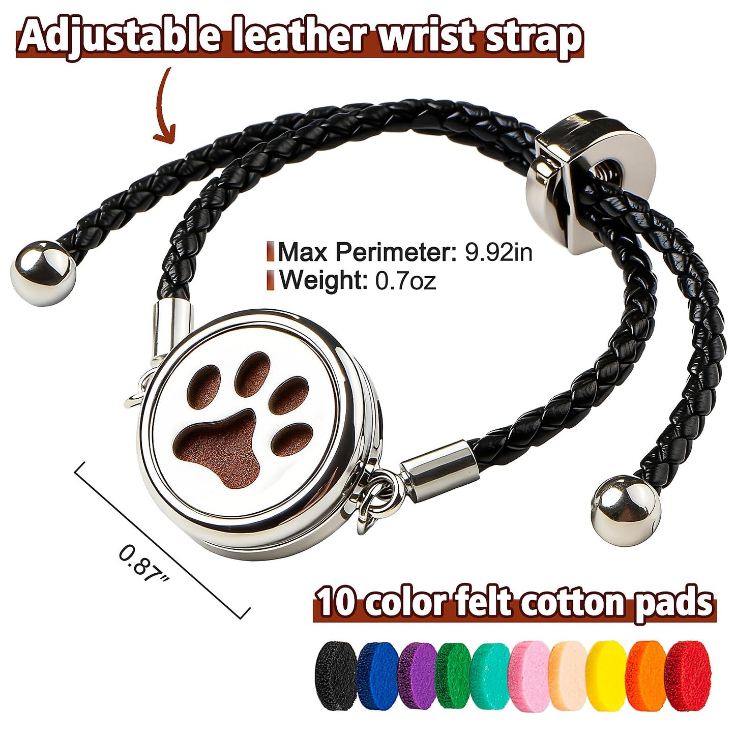 Essential Oil Diffuser Necklace & Bracelet Set for Women Gift 2pcs, Cat Aroma Locket Necklace + Pawprint Diffuser Bracelet Adjustable with 20 Refill Pads, Gifts for Wife, Girlfriend, Friend, Sister