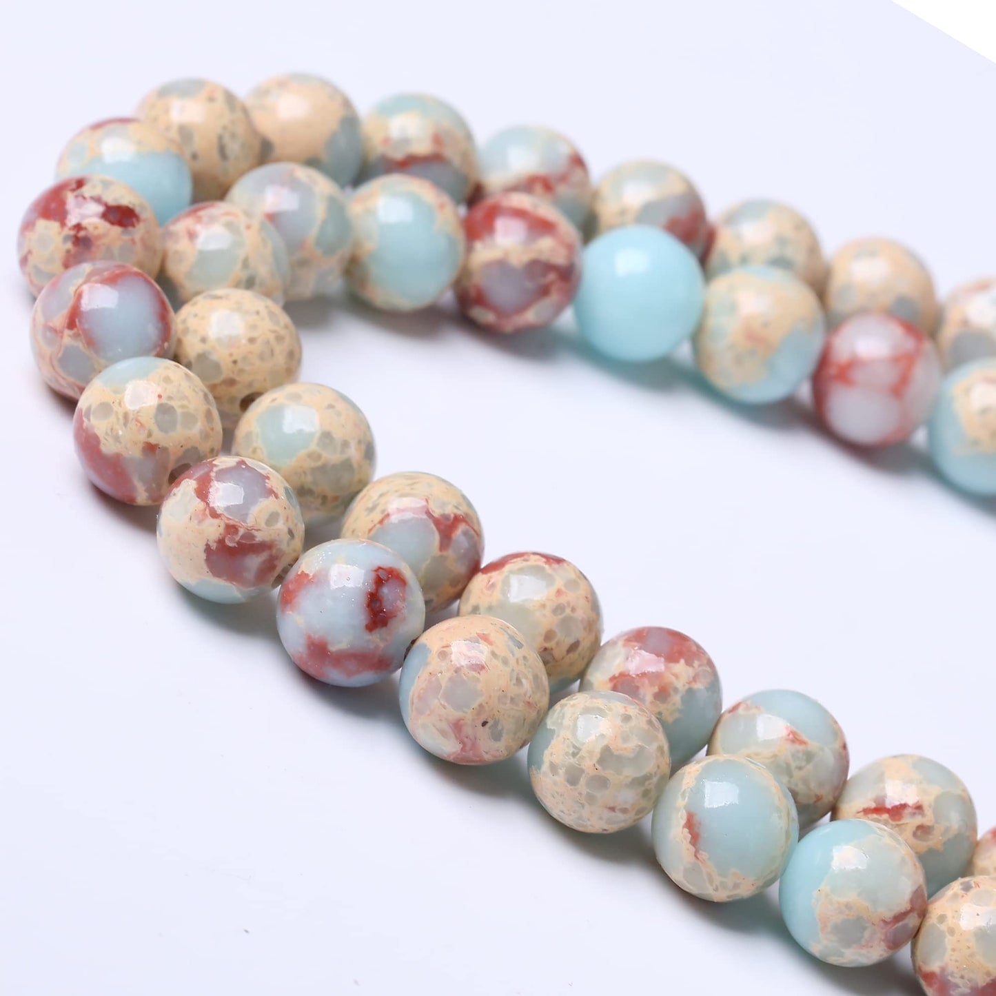 10MM Longevity Mountain Round Loose Beads Natural Gem Beads Crystal Energy Stone Beads for Jewelry Making DIY Bracelet Necklace