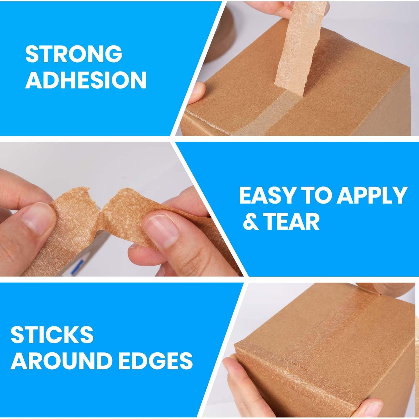 ADHES Kraft Paper Tape 1 Inch x 55 Yards x 6 Rolls, Narrow Packing Tape for Light Duty Sealing, Eco-Friendly Brown Paper Tape, Easy Tear & Writable, for Small Boxes, Labeling & DIY