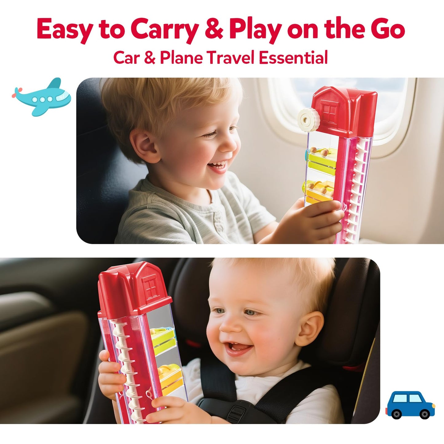 CuteZone Farm Egg Drop Toy for Toddlers 2-4, Montessori Toy for 2 Year Olds, Fine Motor Activity, Cause and Effect Learning, Quiet Travel 2 3 Year Old Gift for Boys Girls