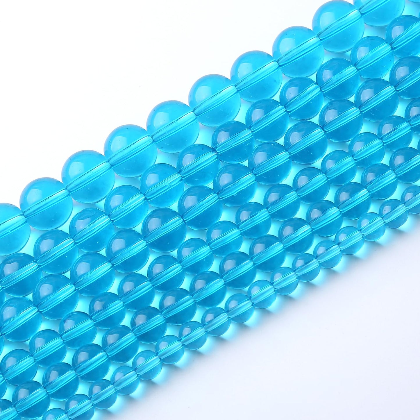 45pcs 8mm Topaz Blue Crystal Glass Beads Round Loose Spacer Beads for Jewelry Making DIY Bracelet Necklace Healing Power Stone