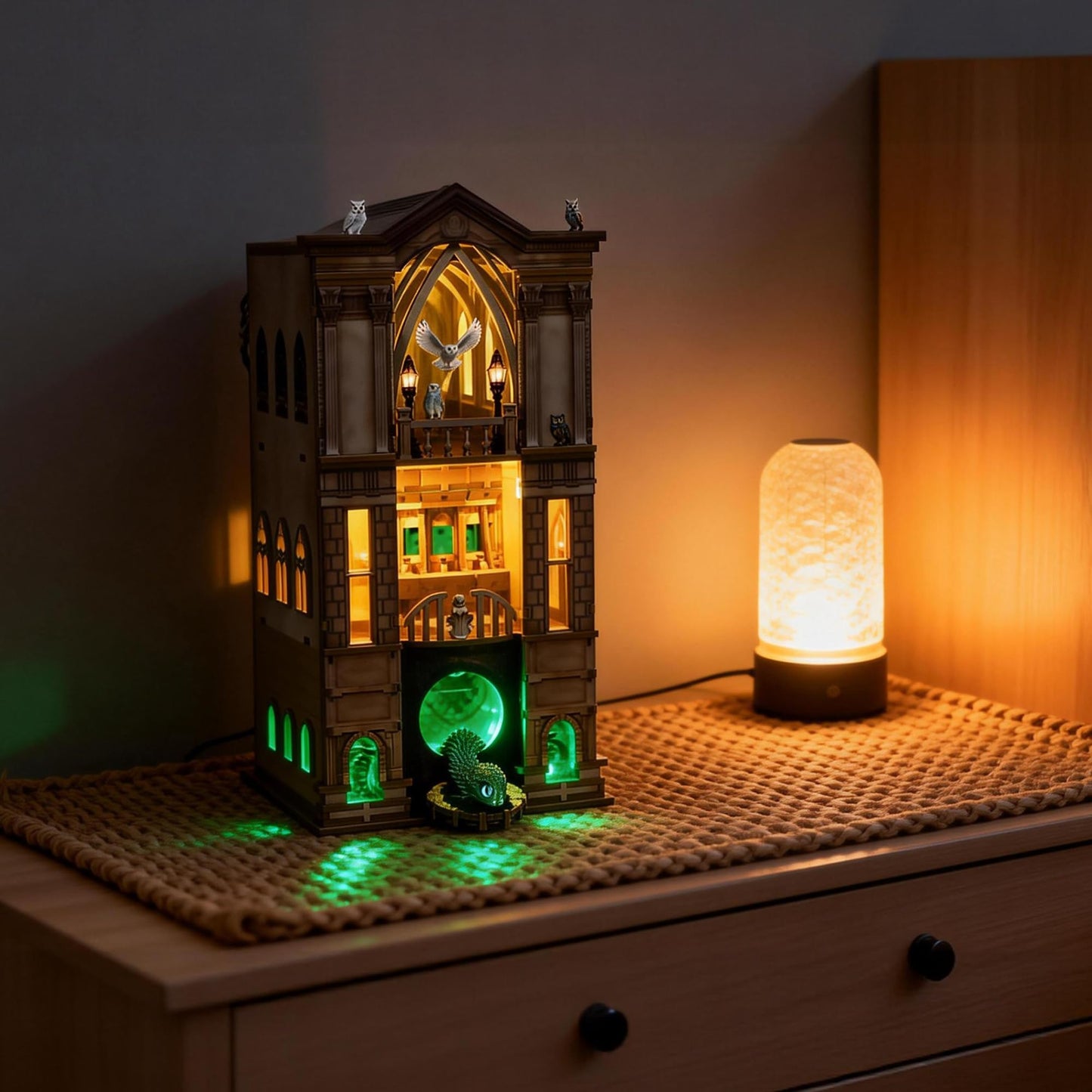 Book Nook Kit - DIY Magic Booknook for Adults & Teens, 3D Wooden Puzzle Bookshelf Insert with LED Lights, Unique Creative Craft Gift for Home Decor & Model Building