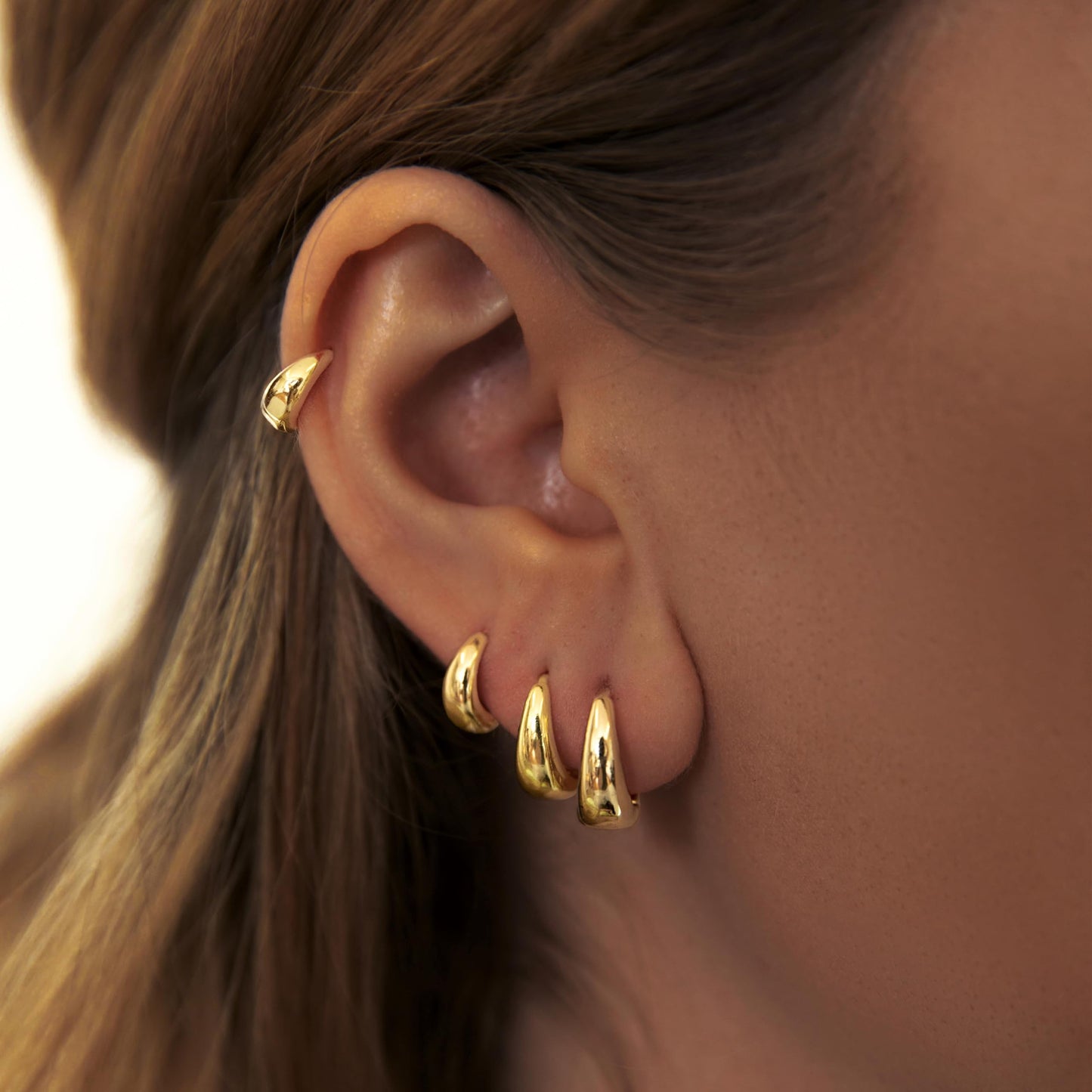5mm Thick Chunky Gold Hoop Earrings for Women Non Tarnish, 14K Gold Plated Chunky Huggie Cartilage Earring Stack, Lightweight Cute Drop Earrings Sets for Multiple Piercing Dainty Trendy Clip On Jewelry