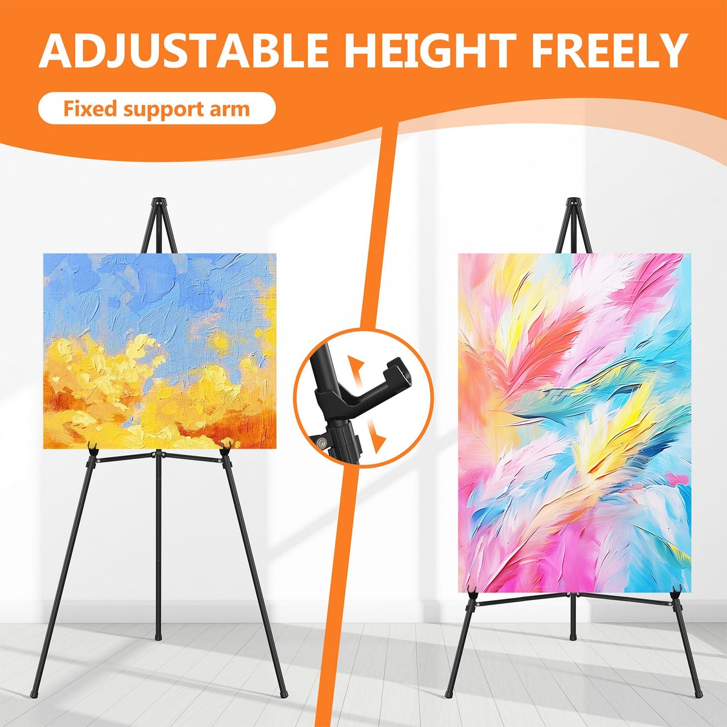 Easel Stand for Sign Portable,66" Art Easel Stand for Painting, Adjustable Metal Easels for Display,Wedding Signs, Posters-Black(2 Pack)