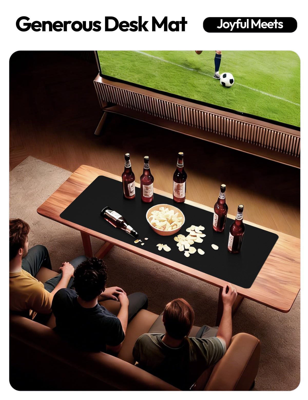 YSAGi Leather Desk Protector, Office Mat, Large Mouse Mat, Non-Slip PU Leather Blotter, Laptop Pad, Waterproof Writing Pad for Office and Home (Black, 47" x 17")
