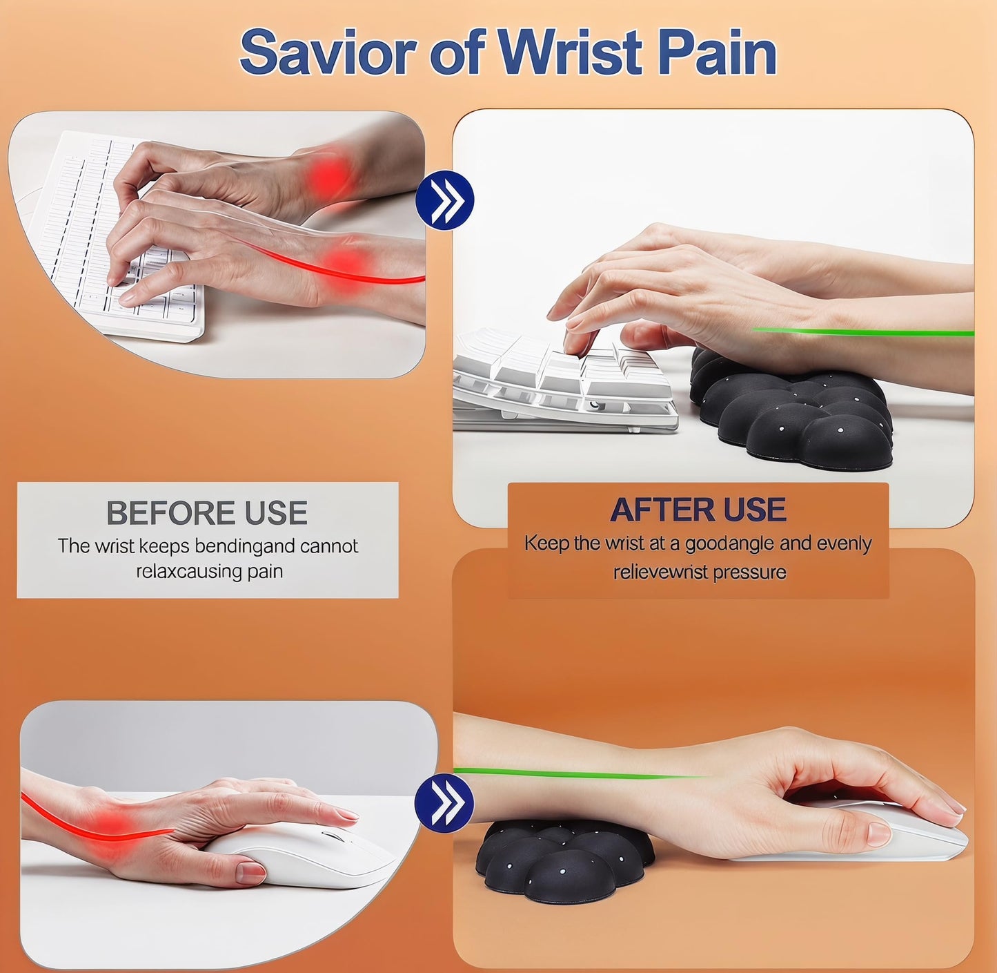 LJYZMD Cloud Wrist Rest Set for Keyboard and Mouse, Includes Cute Coaster, with Computers and Laptops (Black Star Set)