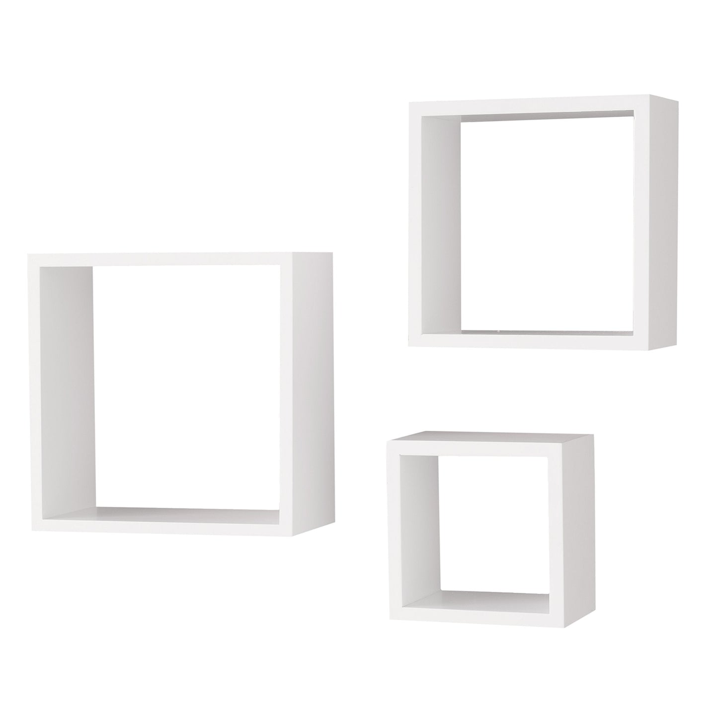Wallniture Compact Living Room Decorative Display Cubes Floating Shelves Set of 3 White