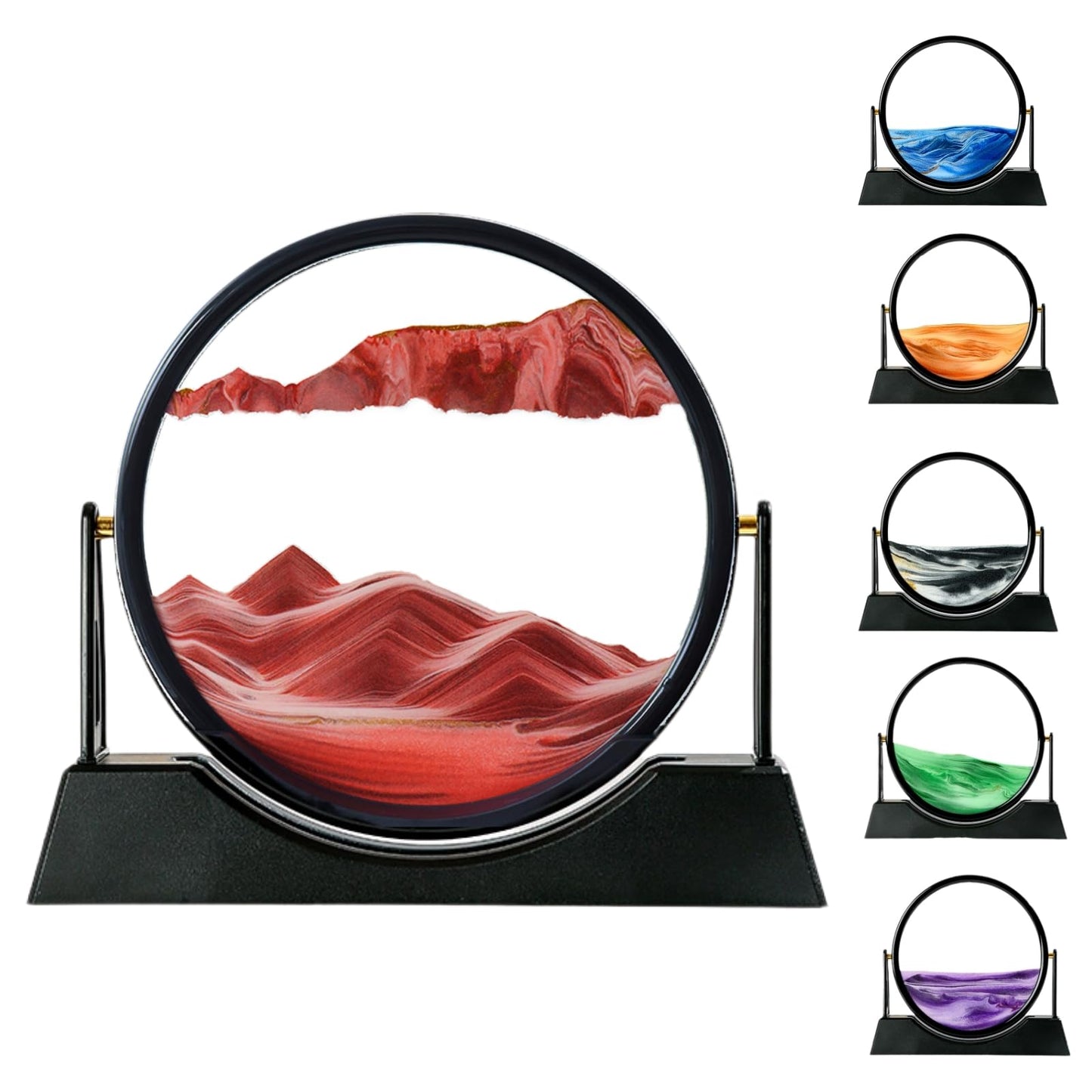 ZSDSZDZY Moving Sand Art Picture Liquid Motion, 3D Quicksand Décor, Deep Sea Sandscapes with Display Flowing Sand Frame for Relaxing, Desktop Office Home Decoration(Red)